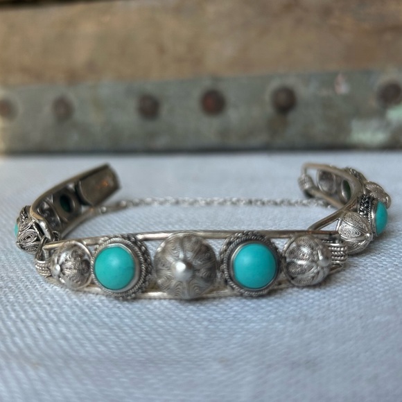 Antique Jewelry - Antique Sterling Turquoise Bracelet